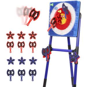 Axe Throwing Game for Backyard, Bristle Target Set with 6 Axes & 6 Darts, Portable Plastic Axe Throwing Game Indoor Outdoor Game for Adults & Kids, Carnival Yard Games