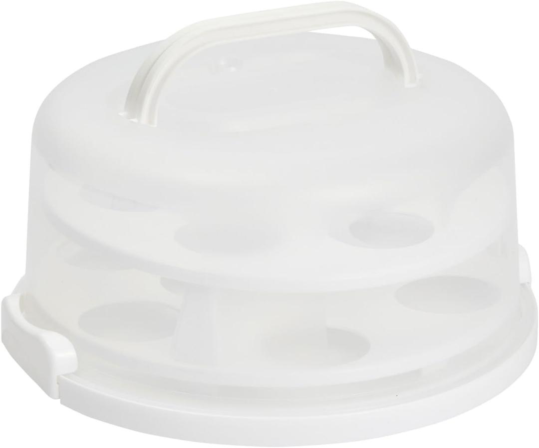 Juvale 2-in-1 Round Cake Carrier - Secure Pie Carriers for Two Pies - Portable Cupcake Container with Removable Insert - Spacious Cake Storage for 10-Inch Desserts - White, 12 in x 5.9 in