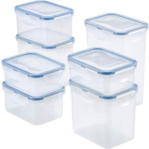 LOCK & LOCK Easy Essentials Food Storage lids/Airtight containers, BPA Free, 14 Piece - Tall Rectangle, Clear