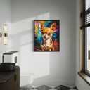 Chihuahua Colorful Abstract Framed Wall Art Print Poster, Dog Pet Lover Picture Painting Artwork Bedroom Living Room Office Dining Room 150F (Chihuahua Colorful Abstract, 20" L x 16" W, Black Frame)