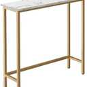 HollyHOME Narrow Hallway Table, 29.5" Small Console Stand, Slim Entryway Table, Sofa Desk, for Hallway, Bedroom, Living Room, Foyer, Marble Texture