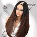 Quantum Love Brown Layered U Part Wigs V Part Yaki Straight Glueless Clip in Half Wigs for Women Realistic Natural Looking Heat Resistant Synthetic Hair(24inch,Black Brown)