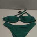 ZAFUL Women's Bandeau Bikini O Ring Strapless Tie Back High Cut Two Piece Swimsuit Bathing Suits (1-Dark Green, M)
