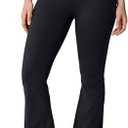 UNISSU Hugcurve No Front Seam High Waisted Flare Leggings for Women Bootcut Yoga Pants Buttery Soft Lounge Workout - 29.5'' Black Large