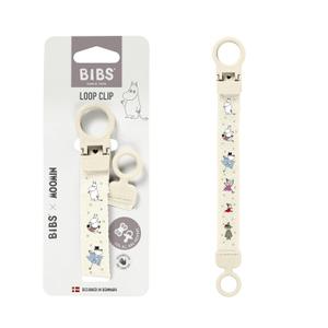 BIBS x Moomins Loop Pacifier Clip - Sleek, Secure One-Handed Operation, Fits All BIBS, Machine Washable, Slim Profile for Comfort, Ages 0+ - Ivory