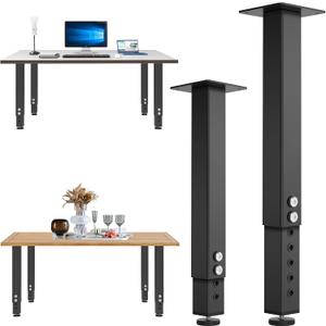 2PCS Adjustable Square Table Leg (14-24inch)Metal Desk Legs, Home Office DIY Furniture Leg Set for Tables, DIY desks, Counter Tops, Kitchen Tables,Office Desk (Black)