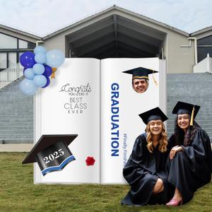 2025 Graduation Background Stand, Outdoor Cutout Arch Backdrop Cover for Graduation Photo Backdrop Decoration, Black Grad Cap Adds Fun to Your Party