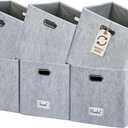 DECOMOMO Felt Storage Bins, 13 inch Cube Storage Bins with Labels for Organization (Cube 13" / 6pcs, Light Grey)