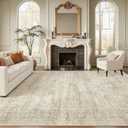 Soalmost Washable Area Rug 8x12, Large Soft Rugs for Living Room Vintage Beige Carpet 8x12 Area Rugs for Bedroom Dining Room Non-Slip Stain Resistant Under Table Rug