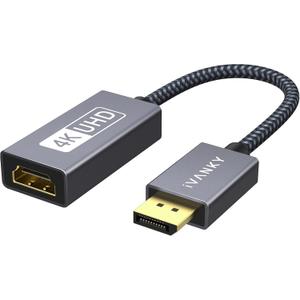 IVANKY Active DisplayPort to HDMI Adapter 4K@60Hz, Uni-Directional DP 1.2 to HDMI 2.0, Male to Female, Active DP to HDMI Adapter 4K 60Hz Compatible for Desktop,Tablets,AMD,NVIDIA,Monitor,Projector (Grey)