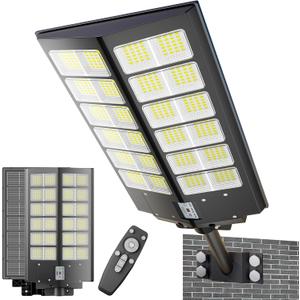 9000W Solar Street Light Solar Street Lights Outdoor 120000LM, Commercial Parking Lot Light 7000K,Flood Outdoor Lights IP66 Waterproof with Motion Sensor, (Black)