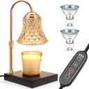 DORESshop Candle Warmer Lamp, Dimmable Candle Lamp Warmer with Timer, 2H/4H/8H, Compatible with Large Jar, with 2 Light Bulbs