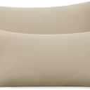 2-Pack Stretch Pillow Cases - Jersey Knit & Ultra Soft Envelope Closure Pillowcases T-Shirt Like Microfiber Blend - Suitable for 20x36/20x40 King Size Set of 2, Taupe