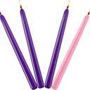 Christmas Advent Candles, Unscented Dripless 10 Inch Tall Long Thin Colored Wax Tapered Candlesticks for Seasonal Celebration, 4 Packs (3 Purple and 1 Pink) 8 Hours Burn Time