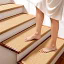 Stair Treads for Wood Steps, Bullnose Carpet Stair Treads Self-Adhesive Non Slip Stair Tread Mat,Washable Stair Ruuner - Camel (14pcs)