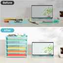 2 Pack 6 Tier Paper Organizer, Metal Mesh Desk File Folder, Letter Tray Organizer, Paper Sorter Desk Organizers for Office, Home or School File Folder Holder - Blue