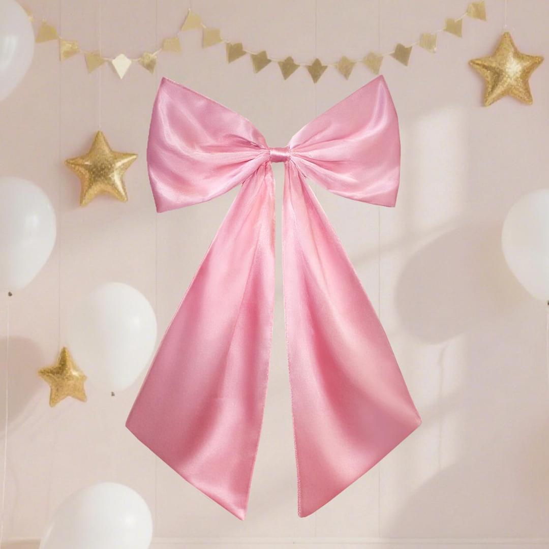 24x36 Inch Large Bow Decor,Giant Satin Bow for Room Wall Decor, Coquette Birthday Party, Wedding Christmas (Hot Pink)