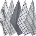 DII Assorted Woven, Kitchen Dishtowel Set, 18x28, Gray, 5 Piece