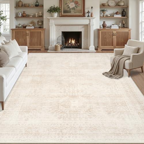 Luxturiy Area Rugs 9x12 Living Room: Bedroom Neutral Washable Carpet Beige