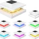 APONUO 4x4 Solar Post Cap Lights with 8 RGB Solid Colors & Multicolor Flow - 8 Pack Fence Post Solar Lights, IP65 Waterproof - Fits 4x4 5x5 6x6 Wood & Vinyl Posts - White