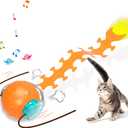 Cat Toys Interactive Ball with Bird Chirping Centipede Tail,Automatic Fast Rolling Cat Ball,Touch Activated Rechargeable Toys for Bored Indoor Adult Cats (Orange)