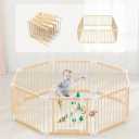 Foldable Wooden Playpen, Large Baby Gate Playpen with Door for Toddler and Babies, Safe Play Area Kids Activity Center (26" Tall, 8-Panel), New