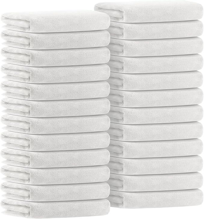 Avalon Towels Microfiber Salon Towel - White Hand Towels Bulk 24 Pack - Microfiber Face-Towel 16x27 Inches, Ultra-Absorbent Spa Towel for Facial, Gym & Work Out (Not Bleach Proof - Lint Free)