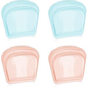 Nuenen 4 Pieces Small Portable Open Pill Pouch Silicone Medicine Pouch Bag Reusable Medicine Storage Pocket Clear Travel Pill Bag Resealable Organizer Pouches(Blue, Rose Gold)