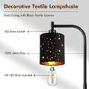 Gothic Industrial Floor Lamp with Starry Laser Cut Shade, 67" Black Metal Standing Lamp with 6W LED Bulb,Foot Switch, Perfect Halloween Spooky Home Decor,Tall Floor Lamp for Bedroom, Living Room,Black
