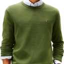 Tommy Hilfiger Mens Cotton Solid Crewneck Sweater Lightweight Pullover,  (Medium, Mountain Pine)