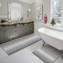 BSICPRO Bathroom Rugs and Mats Sets, 2 Piece Thick Absorbent Chenille Bath Mat Rug Set Non Slip, Soft Shaggy Bath Room Floor Mats for Bathroom, Machine Washable (Gray, 20" x 60" Plus 20" x 32") (Grey)