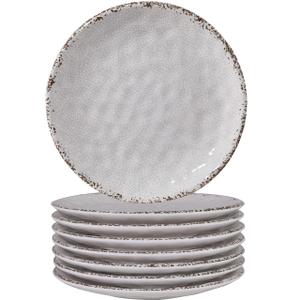 Farmhouse Melamine 6 Inch Appetizer plate, Small Serving Dinnerware/Snack/Party/Kitchen/Dinner/Dessert Plates, Set of 8, White