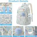 WOBAGMEN Backpack for Women,Cute Quilted Backpack with Multi-Pocket, Lightweight Anti Theft Bookbag Fits 15.6" Laptop,Aesthetic Large Capacity Casual Daypacks for travel(Blue Floral, M)