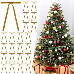 Ayesha 24 Pcs Velvet Christmas Tree Bows Velvet Ribbon Bows for Christmas Tree Decorations Door Garland Wreath Bow Decor (Khaki)
