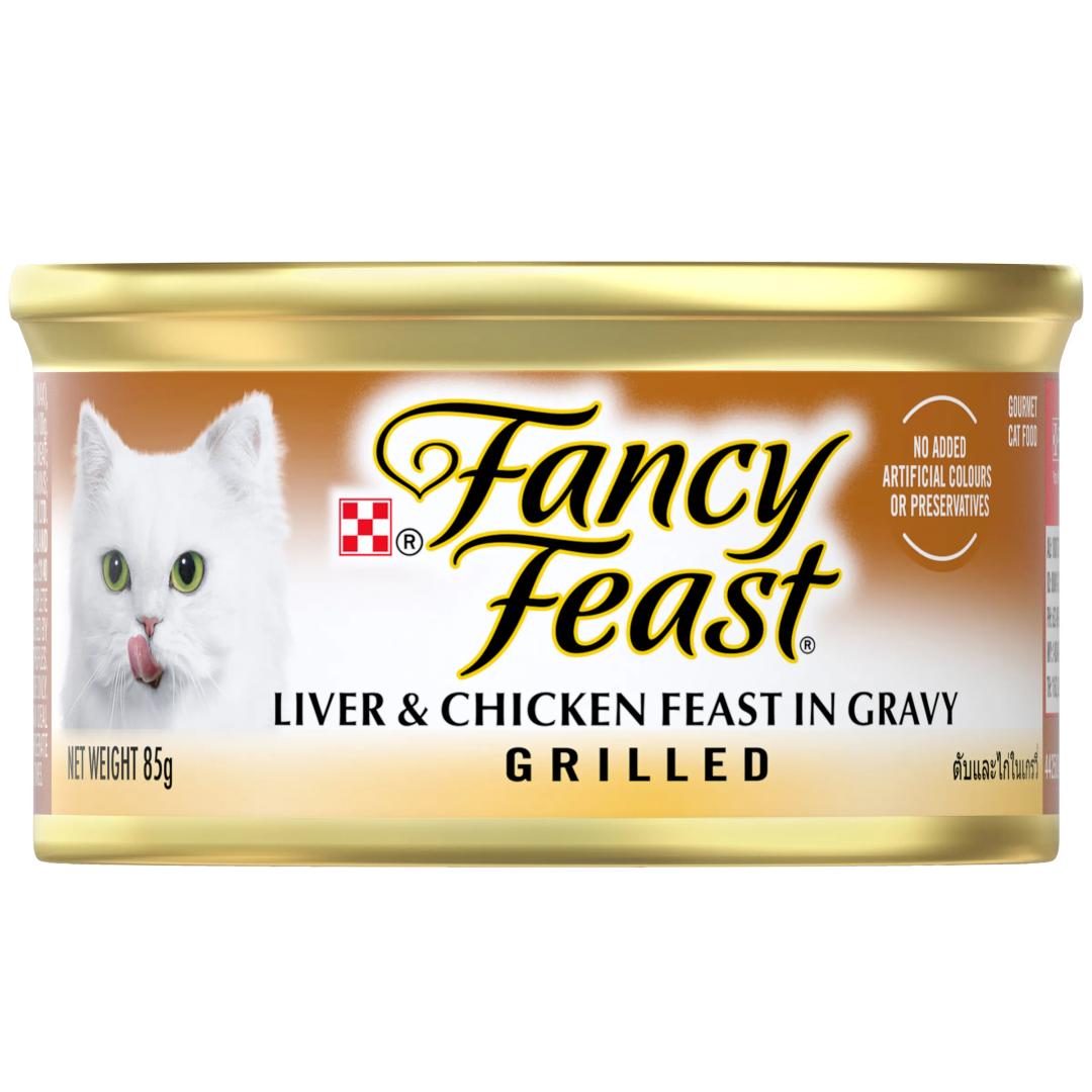 Fancy Feast Grilled Liver & Chicken Feast in Gravy Cat Food 85g, 24 pcs , Best By June 2028
