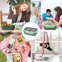 Mooisco Bento Boxes for Adults 1250ML Green Lunch Box Set With Spoon & Fork Durable 3 Compartment Leakproof Lunch Container With 60ML Sauce Container Microwave Dishwasher Safe for On-the-Go Meal,Green