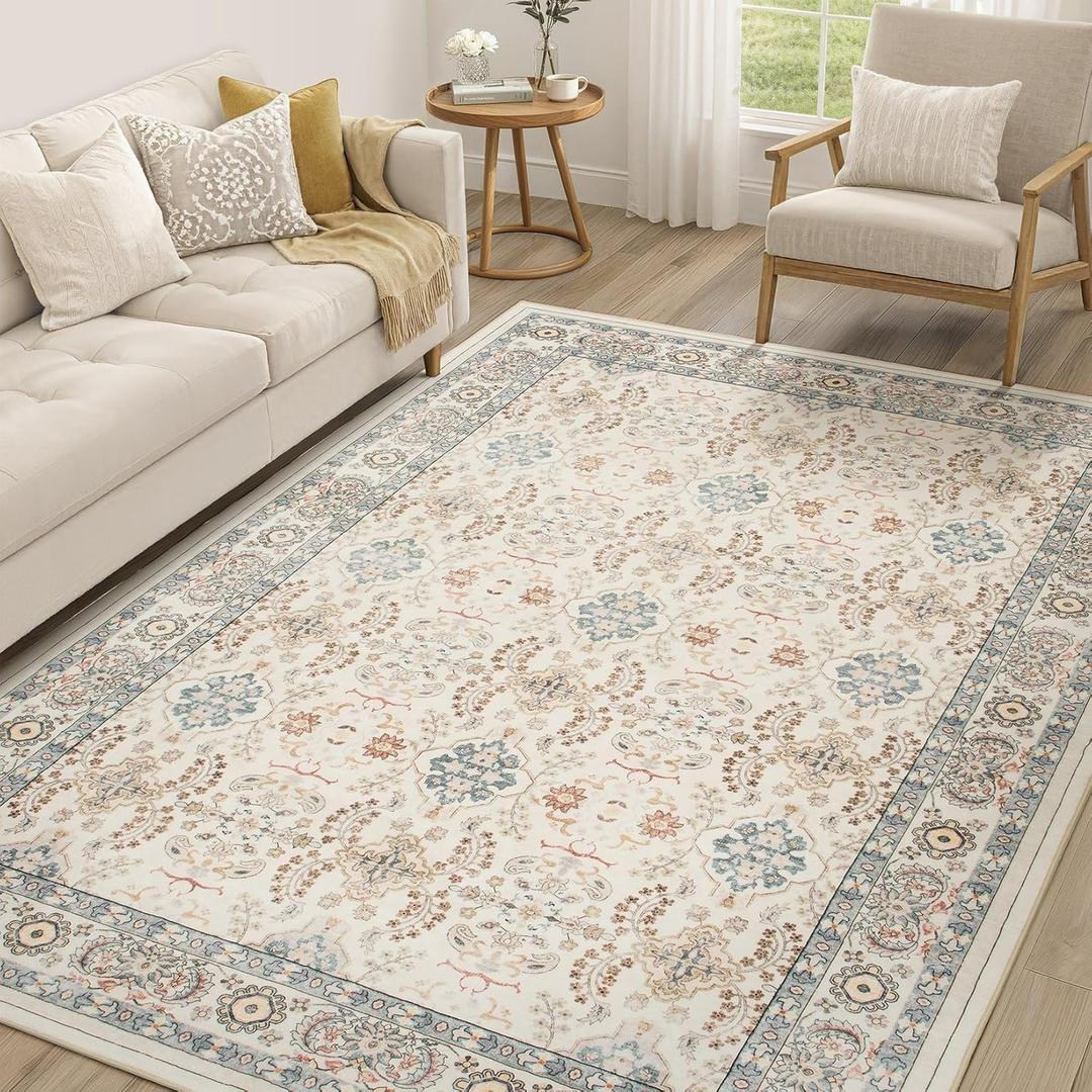 Vintage Living Room Area Rug 5x7 - Large Soft Washable Oriental Traditional Distressed Farmhouse Rugs for Bedroom - Indoor Floor Accent Carpet for Home Office House Decor