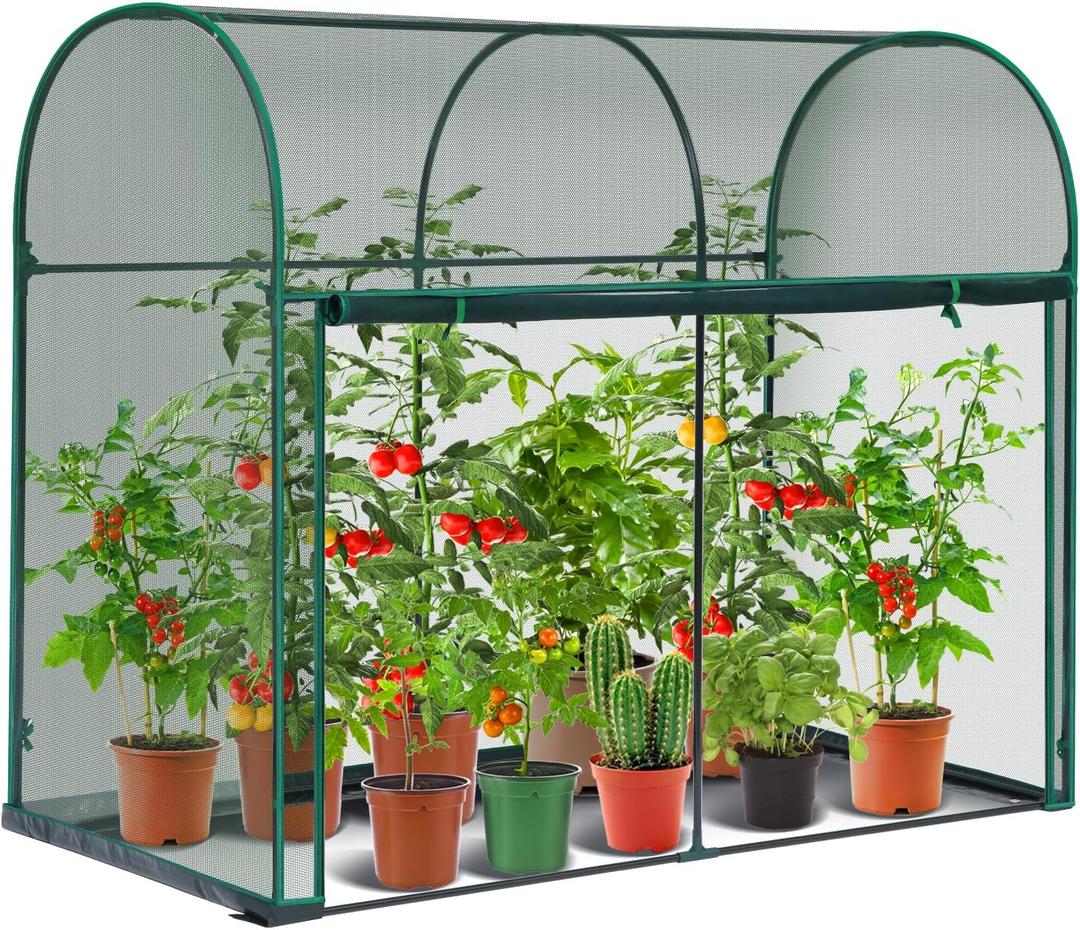 Ohuhu Crop Cages for Garden Plant: 6x3x5 Ft Tent Cage, Plant Netting Cover with Zipper, Garden Bed Cover, Plant Cover from Animal Wind-Resistant Garden Cage for Fruit Vegetable Flower