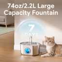 Cat Water Fountain Stainless Steel: 73oz/2.2L Cat Fountain for Drinking- Pet Water Fountain Inside - Automatic Dog Watering Dispenser Bowl - Pet Feeding & Watering Supplies