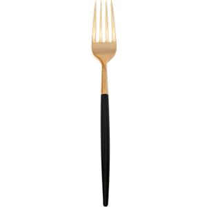 Restaurantware-Moderna 7.5 Inch Fancy Flatware, 50 Durable Plastic Flatware - With Black Handle For Grip, Heavy-duty, Gold Plastic Forks, Easily Disposable Or Restaurants