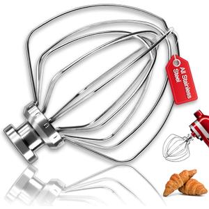 K45WW Stainless Steel 6 Wire Whip Attachment for KitchenAid 4.5Quart 5Qt Tilt-Head Stand Mixer, Egg Cream Stirrer, Flour Cake Balloon Whisk, Dishwasher Safe by COOKRA