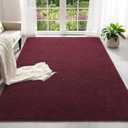 5x7 Feet Red Area Rugs for Bedroom, Indoor Washable Memory Foam Rug for Living Room, Modern Aesthetic Minimalist Non-Slip Carpets for Kids Boys Girls Adults Dorm Home Decor