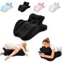 Koriva Ergonomic Memory Foam Wedge Pillow, 27° Angled Couples Pillow, Neck Support Pillow Back Support Cushion, Multi-Functional Bed Position Pillow with Removable Cover, Black