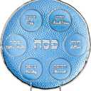 Rite Lite Blue Pebble Glass Seder Plate  Elegant Round Passover Plate with Silver Accents, Hebrew & English Labels, 12" Handcrafted Dish for Table Decor & Pesach Holiday Gift