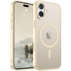 SUPFINE Magnetic for iPhone 16 Plus Case (Compatible with MagSafe) (Military Grade Drop Protection) Slim Translucent Matte Shockproof with Anti-Fingerprint Phone Case, Antique White
