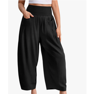 TARSE Women’s Linen Harem Pants Loose Fit Boho Casual Trousers Wide Leg Lounge Pants with Pockets Large
