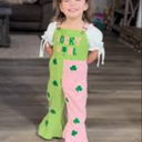 Toddler Baby Girl St. Patrick's Day Outfit Lucky Clover Sleeveless Halter Romper Overall Jumpsuit Bell Bottoms Pants 12,18M