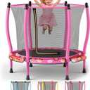 ZCMHAXJ 55" Trampoline for Kids with Curved Poles, 440lbs Capacity Indoor & Outdoor Toddler Trampoline, Gifts for Boys & Girls (Animal)