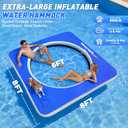 Yazzropy Inflatable Water Hammock for Adults, 8 FT Floating Dock Platform, Square Outside Ring Inside Lake Floats for Adults, Pool River Beach Float Island Raft with Rope, Handles, Storage Pockets (2)