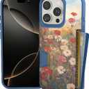 Smartish iPhone 16 Pro Wallet Case - Wallet Slayer Vol. 1 [Slim + Protective] Credit Card Holder - Drop Tested Hidden Flip Card Slot Cover Compatible with Apple iPhone 16 Pro - Wildflower Fields